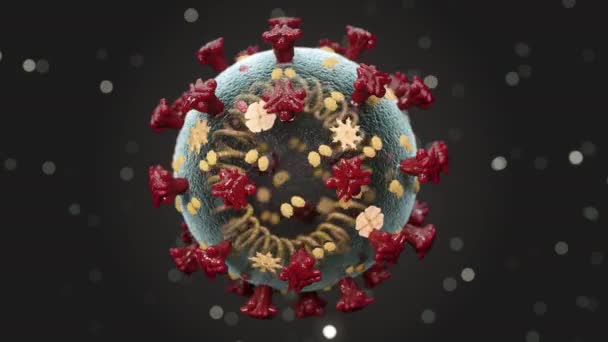 Macro Nucleus Coronavirus Cells Épandage et flottement dans l'illustration Organisme — Video