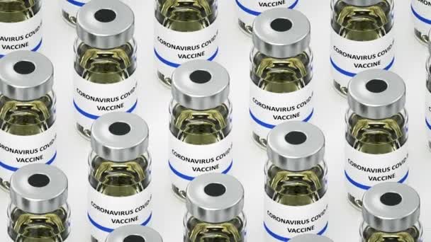 Concept van seriële farmacologische industriële productie van vaccins Coronavirus — Stockvideo
