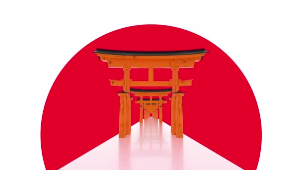 Snygg grafisk konst Autentisk 3D-animation Färgstarkt sätt Japan Torii Gates Tunnel — Stockvideo