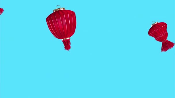 Animazione Vola lanterna asiatica in chiaro sfondo — Video Stock