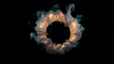 3 Boyutlu Soyut Animasyon İzole Patlama Ateşi ve Dumanın Güzel Efekti