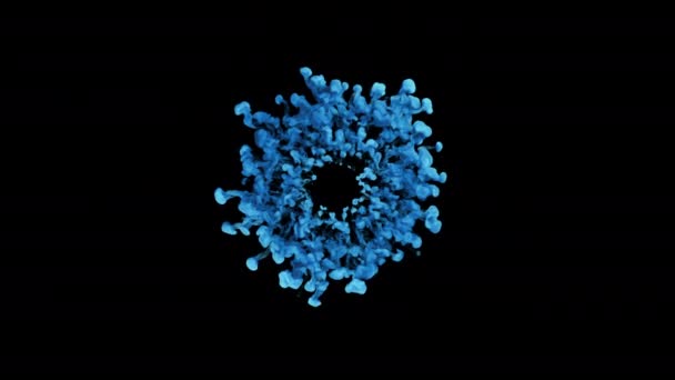 Geïsoleerde 3D Abstractie Schoonheid Veelkleurige explosies Schokgolf op zwarte achtergrond — Stockvideo