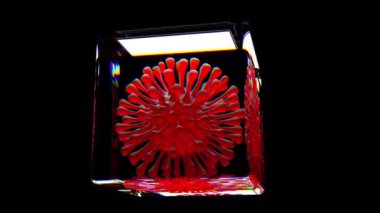 3d Animasyon Metaforu Virüs Coronavirüs Enfeksiyonu Laboratuar Hücresi Kapalı