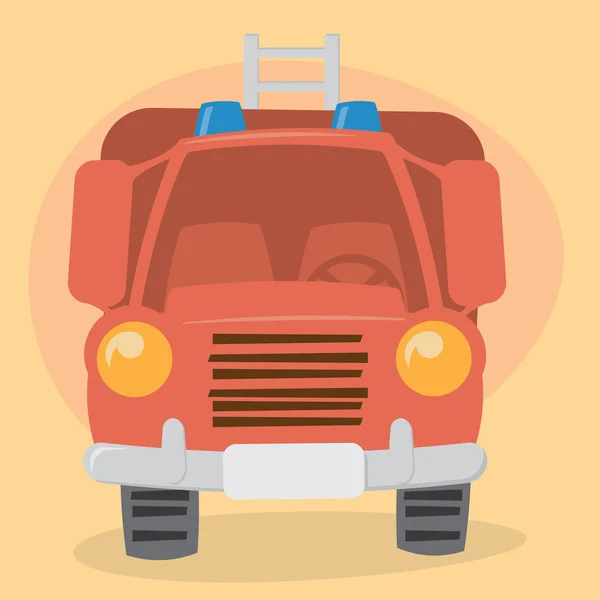 Camión bombero de dibujos animados - vista frontal — Vector de stock