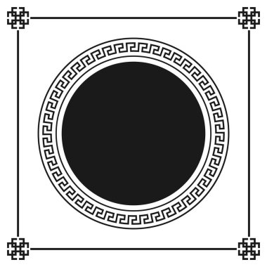 Yunan Biberi süs dekoratif çerçeve desen izole. Yunan süsleme. Vektör antika çerçeve paketi. Dekorasyon eleman desen siyah ve beyaz renklerde. Etnik toplulukları. Vektör çizimler.