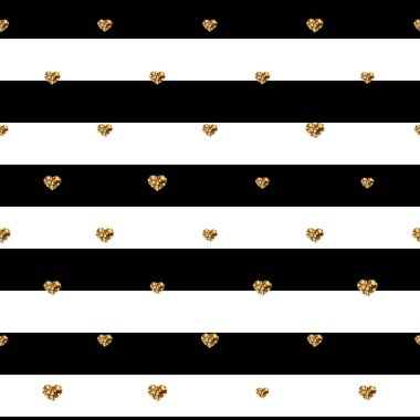 Soyut Sevgililer günü kalpleri. Altın ışıltılı kalpler. Tasarımınız için sorunsuz sökülen arka plan. Vektör çizim. Aşk kavramı. Şirin mutlu duvar kağıdı. Düğün için iyi fikir,