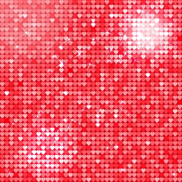 빨간 반짝이 하트와 함께 완벽 한 패턴 배경입니다. 벡터 일러스트입니다. 사랑 개념입니다. 귀여운 배경 화면입니다. 결혼식, 발렌타인 데이 또는 생일 디자인에 대 한 좋은 아이디어. — 스톡 벡터