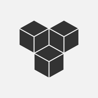 Küp izometrik logo kavramı, 3B vektör çizim. Düz tasarım stili. Küp inşaat. İşareti desen. Grafik tasarım. Moda arka plan soyut doku. Şablon baskı, tekstil, ambalaj için.