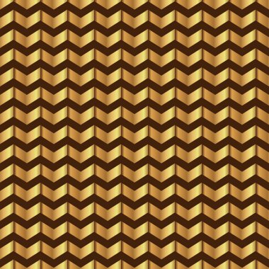 Zikzak seamless modeli. Altın parlak şablonu. Soyut geometrik doku. Altın şeritler. Retro Vintage dekorasyon. Duvar kağıdı, ambalaj ve dekorasyon tasarım şablonu. Vektör çizim