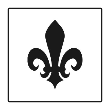 Fleur de lis simgesini, silhouette - hanedan sembolü. Vektör çizim. Ortaçağ iz yok. Parlayan Fransız fleur de lis royal lily. Zarif dekorasyon sembolü. Hanedan simgesi tasarım, logo veya dekorasyon için.