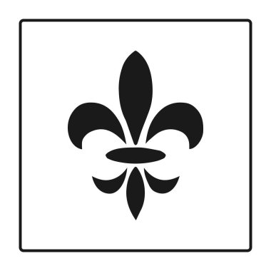 Fleur de lis simgesini, silhouette - hanedan sembolü. Vektör çizim. Ortaçağ iz yok. Parlayan Fransız fleur de lis royal lily. Zarif dekorasyon sembolü. Hanedan simgesi tasarım, logo veya dekorasyon için.