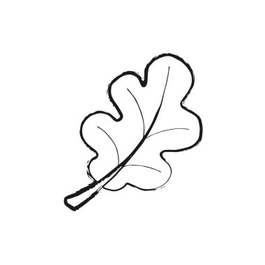 Meşe yaprağı vektör illüstrasyon simge siyah basit tasarım. Doğa nesne. Zarif anahat tasarımı. Düz düz stil. Sonbahar simgesi