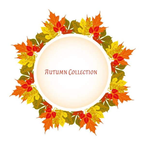 Herfst frame. Vector achtergrond. Vectorillustratie. Floral vector patroon. Grafische modevormgeving. Beauty concept. Heldere kleuren de bladeren. Sjabloon voor prints, textiel, verpakking en decoratie. — Stockvector