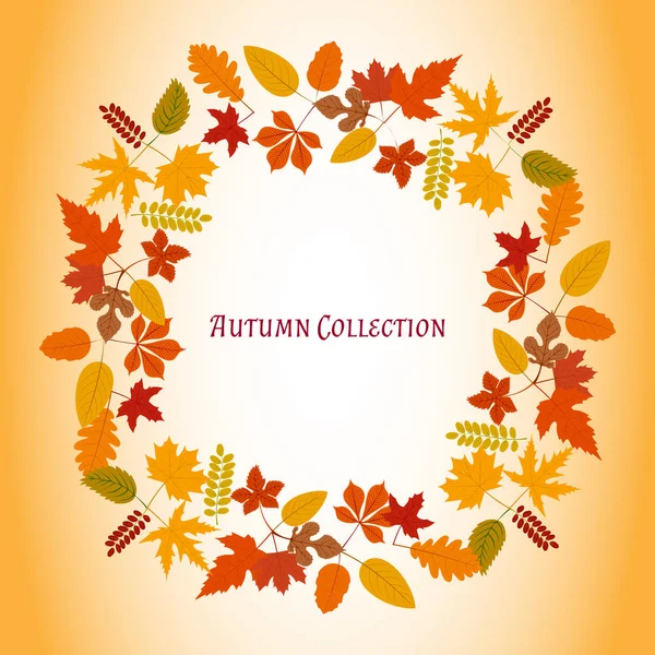 Autumn leaves frame. Vector illustration. Floral abstract pattern. Fashion Graphic Design. Symbol of autumn, eco and natural. Bright colors leaves. Template for card, banner, wrapping and decoration. — Stock Vector