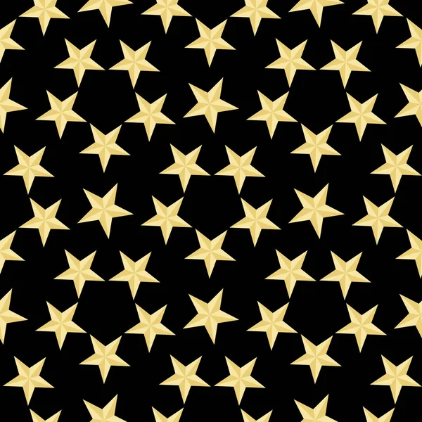 Gold stars pattern on the black background. Vector Illustration.Modern stylish abstract texture.Abstract geometric shape texture. 3d effect sky.Design template for wallpaper, wrapping,textile. — Stock Vector