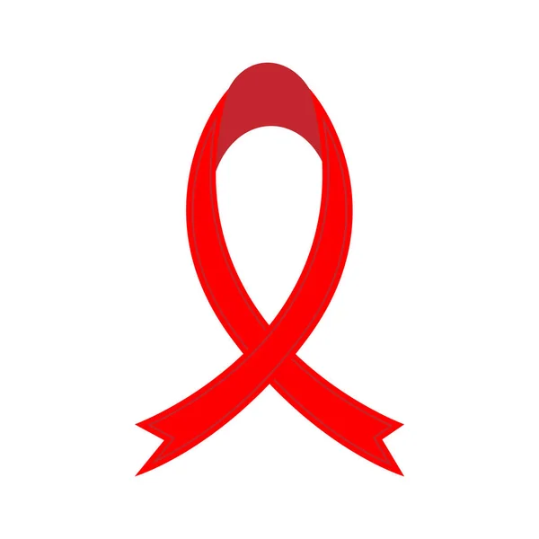 Breast cancer awareness red ribbon. Symbol, isolated on white. Vector illustration, eps10. Fabric symbolic concept for raising awareness concerns help and campaign on people life living with illness — Stock Vector