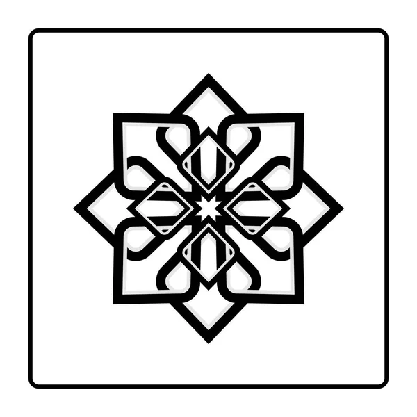 Patrón redondo elemento de diseño abstracto. Patrón circular de ocho puntas. Mandala. ornamento redondo vector lineal sobre fondo blanco . — Vector de stock