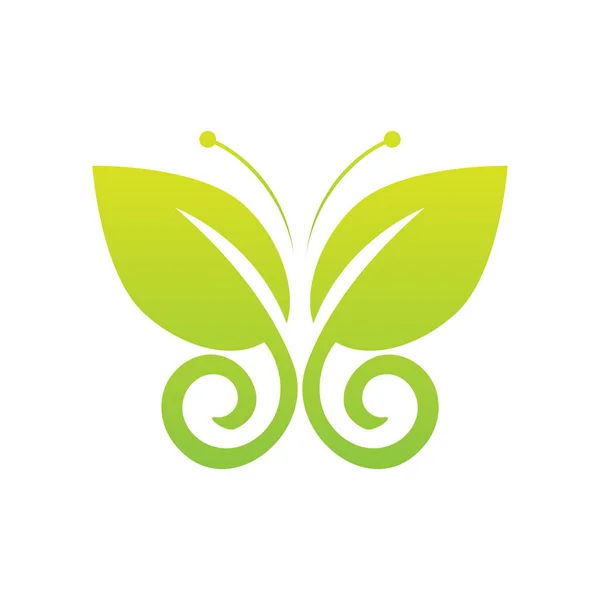 Eko simgesi yeşil kelebek sembolü. Vektör çizim ışık arka plan üzerinde izole. Moda grafik tasarım. Güzellik kavramı. Canlı renkler logo kelebek. Düzgün şekil. Düz düz stil renkleri.