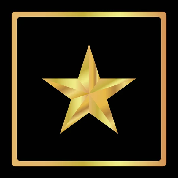 Golden star geometriska 3d ikonen. Modern stil. Vektorillustration. Eleganta symbol för framgångar och segrar. Symbol för webb eller print design. Produkt kvalitet värdering isolerad på svart bakgrund. — Stock vektor