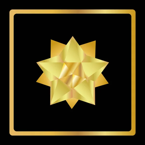 Golden star geometrycznej ikona 3d. Nowoczesny styl. Ilustracja wektorowa. Eleganckie symbol i zwycięstwa. Symbol dla sieci web lub wzoru wydruku. Ocena jakości produktu na białym na czarnym tle. — Wektor stockowy