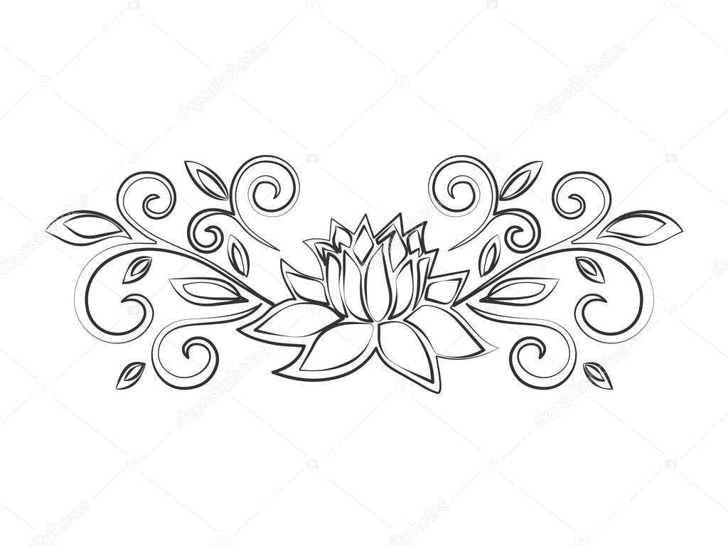 Download Lotus sketch. Plant motif. Flower design elements. Vector ...