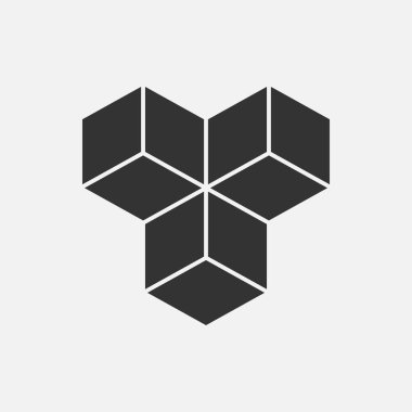 Küp izometrik logo kavramı, 3B vektör çizim. Düz tasarım stili. Küp inşaat. İşareti desen. Grafik tasarım. Moda arka plan soyut doku. Şablon baskı, tekstil, ambalaj için.