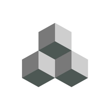 Küp izometrik logo kavramı, 3B vektör çizim. Düz tasarım stili. Küp inşaat. İşareti desen. Grafik tasarım. Moda arka plan soyut doku. Şablon baskı, tekstil, ambalaj için.