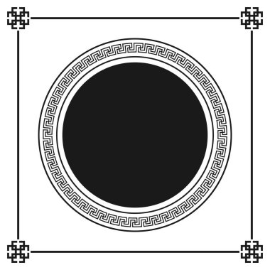 Yunan Biberi süs dekoratif çerçeve desen izole. Yunan süsleme. Vektör antika çerçeve paketi. Dekorasyon eleman desen siyah ve beyaz renklerde. Etnik toplulukları. Vektör çizimler.