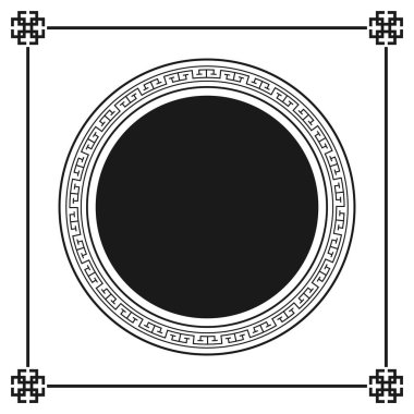 Yunan Biberi süs dekoratif çerçeve desen izole. Yunan süsleme. Vektör antika çerçeve paketi. Dekorasyon eleman desen siyah ve beyaz renklerde. Etnik toplulukları. Vektör çizimler.