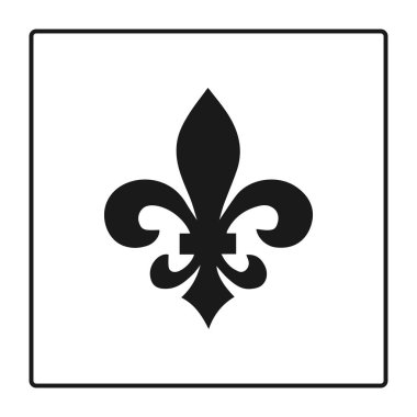 Fleur de lis simgesini, silhouette - hanedan sembolü. Vektör çizim. Ortaçağ iz yok. Parlayan Fransız fleur de lis royal lily. Zarif dekorasyon sembolü. Hanedan simgesi tasarım, logo veya dekorasyon için.