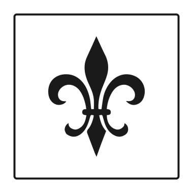 Fleur de lis simgesini, silhouette - hanedan sembolü. Vektör çizim. Ortaçağ iz yok. Parlayan Fransız fleur de lis royal lily. Zarif dekorasyon sembolü. Hanedan simgesi tasarım, logo veya dekorasyon için.