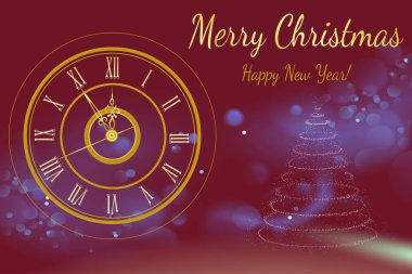 Mutlu yeni yıl 2017. Vektör arka plan. Tipografik dilek ve kış tatil öğeleri altın arka plan üzerinde. Resimde Xmas için tebrik. Şablon için davet, el ilanı, afiş, poster, horoz yıl.