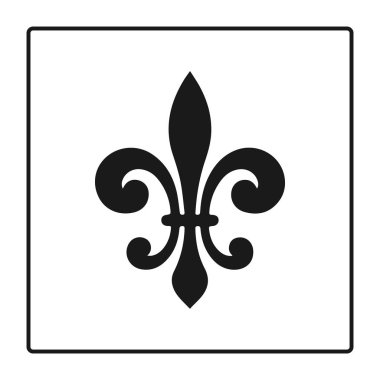 Fleur de lis simgesini, silhouette - hanedan sembolü. Vektör çizim. Ortaçağ iz yok. Parlayan Fransız fleur de lis royal lily. Zarif dekorasyon sembolü. Hanedan simgesi tasarım, logo veya dekorasyon için.