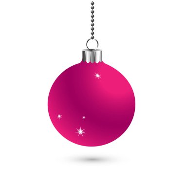 Yıldız ile Noel top dekorasyon arka plan. Mutlu yeni yıl önemsiz şey geleneksel. Merry Xmas tebrik kartı. Parlak parlak dekoratif tatil tasarım. Vektör çizim