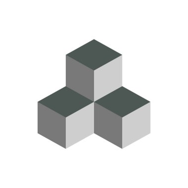 Küp izometrik logo kavramı, 3B vektör çizim. Düz tasarım stili. Küp inşaat. İşareti desen. Grafik tasarım. Moda arka plan soyut doku. Şablon baskı, tekstil, ambalaj için.