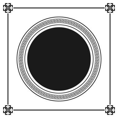 Yunan Biberi süs dekoratif çerçeve desen izole. Yunan süsleme. Vektör antika çerçeve paketi. Dekorasyon eleman desen siyah ve beyaz renklerde. Etnik toplulukları. Vektör çizimler.
