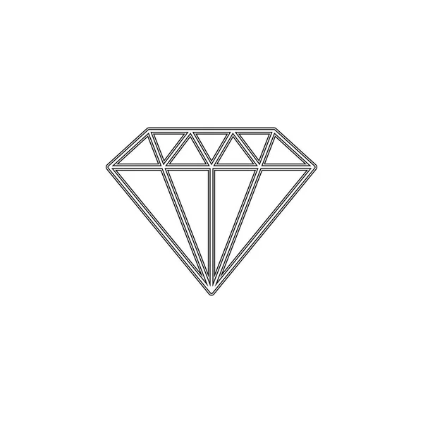 Diamant-Symbol. Vektorillustration. glänzende Kristallzeichen. Brillantstein. schwarzer Strich isoliert auf weißem Hintergrund. Mode modernes Design. flaches Element. Symbolgeschenk, Juwel, Edelstein oder königlich, reich. — Stockvektor