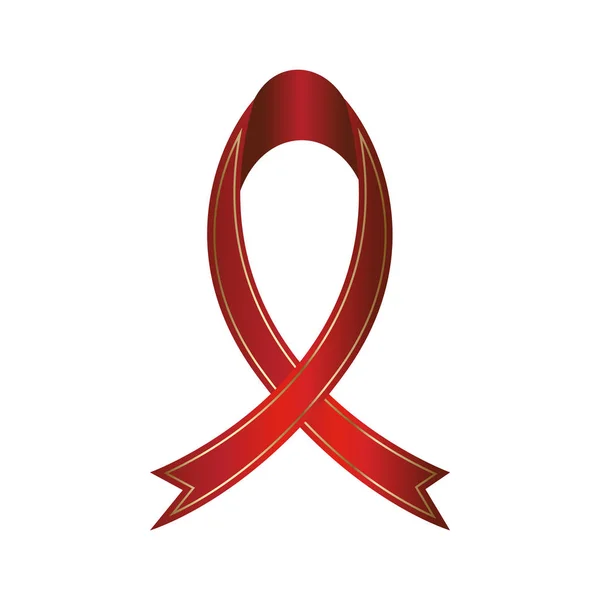 乳がん意識赤リボン。シンボルは、白で隔離。ベクトル イラスト、eps10。意識を高めるため生地象徴的概念に関するヘルプと病気の人々 生活のキャンペーン — ストックベクタ