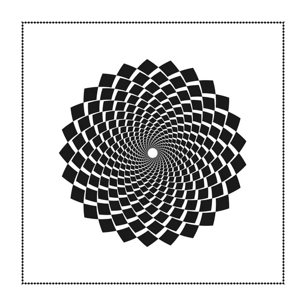Графическая паутина черного ромба в концентрическом круге с открытым ядром. Графический дизайн. Векторная иллюстрация. Дизайн фона. Современный стиль. Кружащиеся, вращающиеся линии художественная графика. Хорошо для дизайна . — стоковый вектор