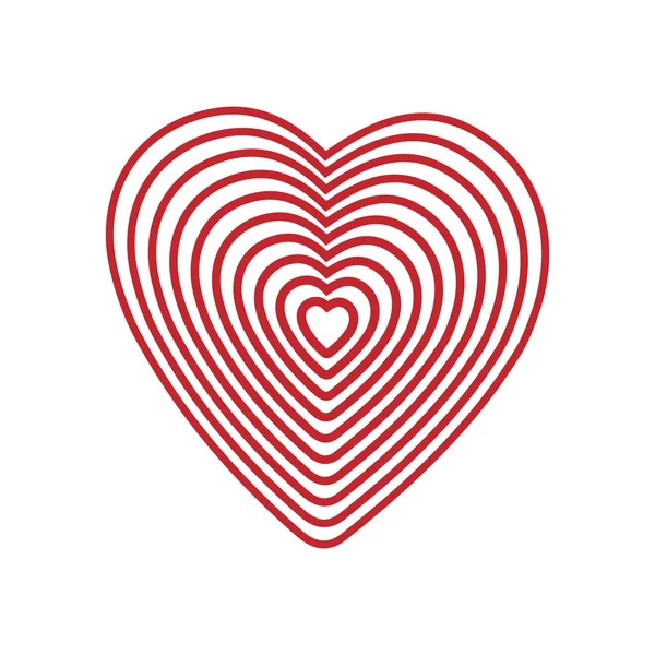 Piros szív fehér háttér. Optikai csalódás 3d háromdimenziós kötet. Vector illusztrátor. Jó a design, logo, vagy dekoráció — Stock Vector