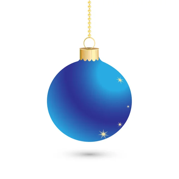 Рождественский шар украшения фона со звездами. С Новым годом баул традиционный. Поздравительная открытка на Рождество. Яркий блестящий декоративный праздничный дизайн. Векторная иллюстрация — стоковый вектор