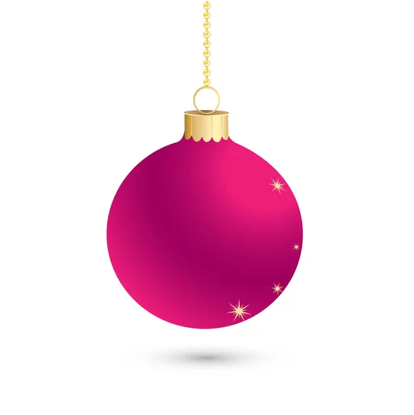 Рождественский шар украшения фона со звездами. С Новым годом баул традиционный. Поздравительная открытка на Рождество. Яркий блестящий декоративный праздничный дизайн. Векторная иллюстрация — стоковый вектор