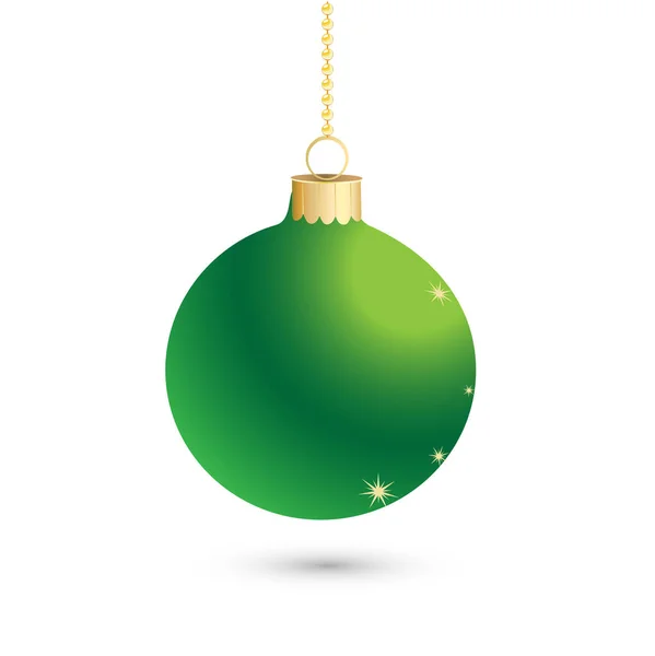 Kerst bal decoratie achtergrond met sterren. Gelukkig Nieuwjaar bauble traditionele. Merry Xmas wenskaart. Helder glanzende decoratieve vakantie ontwerp. Vectorillustratie — Stockvector