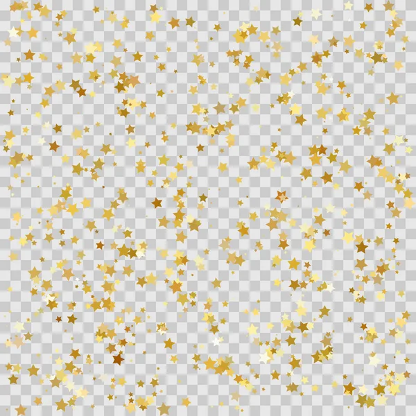 Estrella dorada aislada sobre fondo transparente. Confetti celebración, la caída de oro abstracto decoración para la fiesta, cumpleaños celebrar, aniversario o evento, festivo. Decoración del festival. Ilustración vectorial — Vector de stock