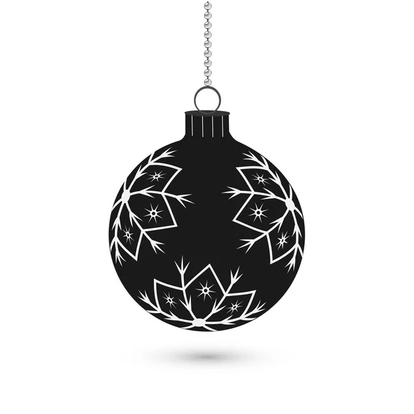 Decoração de bola de Natal com glitter prata. Feliz Ano Novo bugiganga tradicional. Feliz cartão de felicitações de Natal. Design de férias decorativo brilhante brilhante. Ilustração vetorial — Vetor de Stock