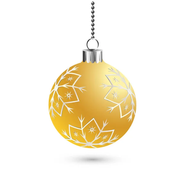 Fondo de decoración de bolas de Navidad con copos de nieve. Feliz Año Nuevo bauble tradicional. Feliz tarjeta de felicitación de Navidad. Brillante diseño decorativo brillante de vacaciones. Ilustración vectorial — Vector de stock