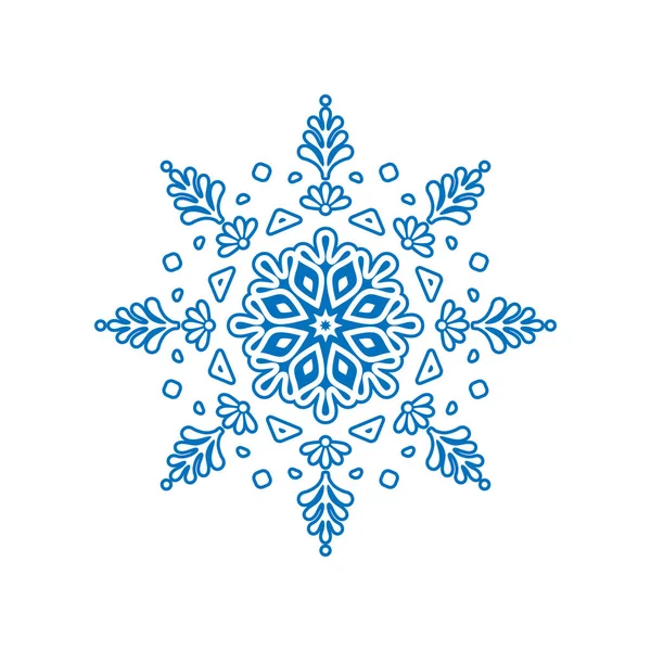 Invierno de copo de nieve aislado sobre fondo blanco. Silueta icono azul. Ilustración vectorial para el diseño navideño. Señal de Año Nuevo. Símbolo de celebración . — Vector de stock
