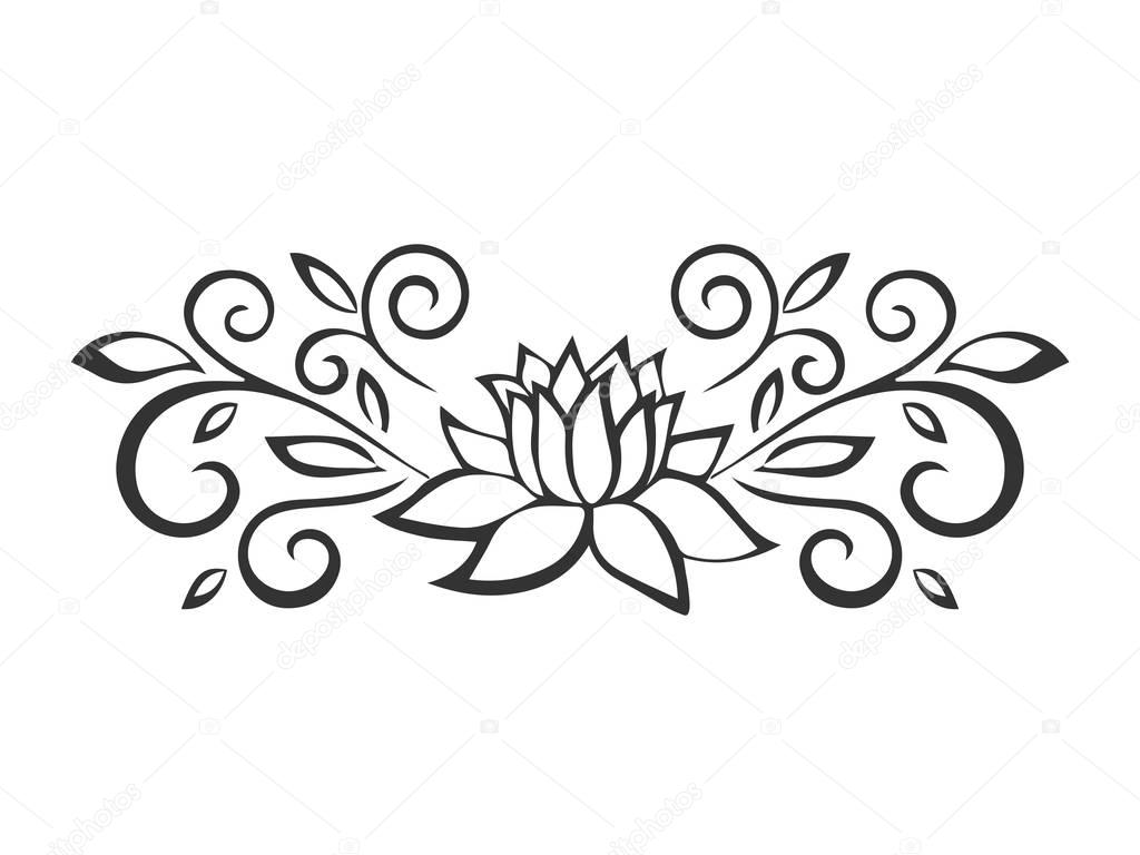 Download Lotus sketch. Plant motif. Flower design elements. Vector illustration. Elegant flower outline ...