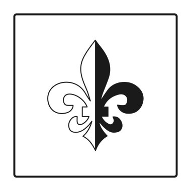 Fleur de lis simgesini, silhouette - hanedan sembolü. Vektör çizim. Ortaçağ iz yok. Parlayan Fransız fleur de lis royal lily. Zarif dekorasyon sembolü. Hanedan simgesi tasarım, logo veya dekorasyon için.