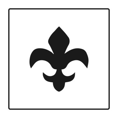 Fleur de lis simgesini, silhouette - hanedan sembolü. Vektör çizim. Ortaçağ iz yok. Parlayan Fransız fleur de lis royal lily. Zarif dekorasyon sembolü. Hanedan simgesi tasarım, logo veya dekorasyon için.